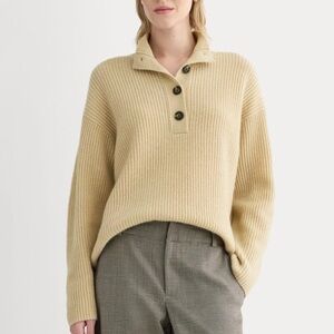 Everlane the Cocoon Hanley Sweater in Wool Cashmere in Heather Light Camel